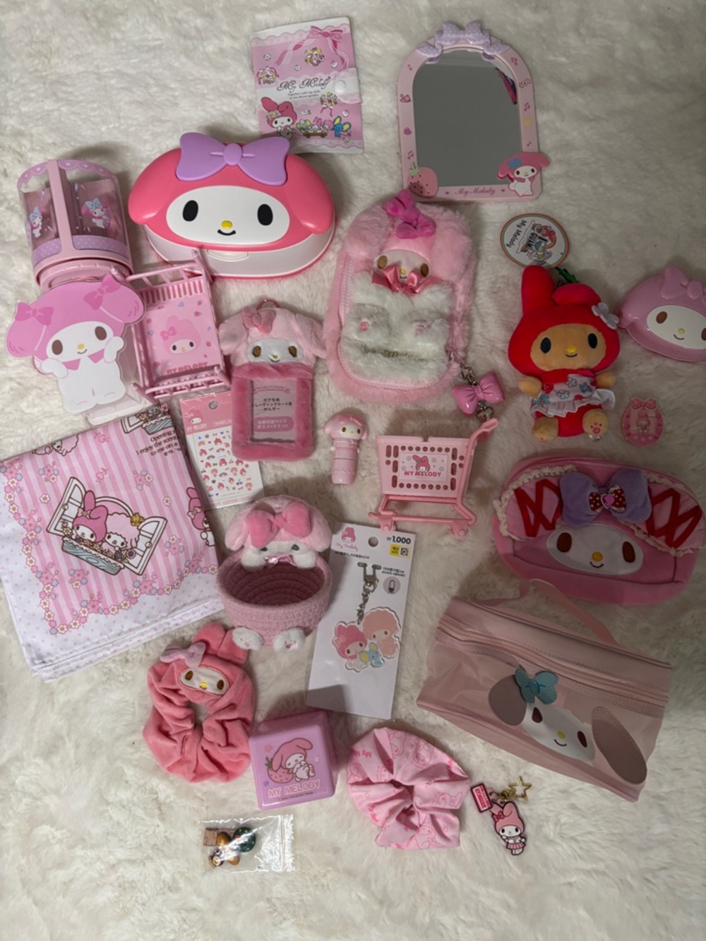 Official Sanrio My Melody Pink & Red Plush Accessory Stationary Lot